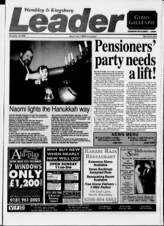 cover page of Wembley Leader published on December 16, 1999