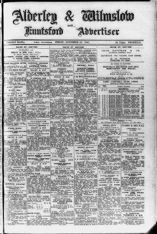 cover page of Alderley & Wilmslow Advertiser published on November 23, 1945