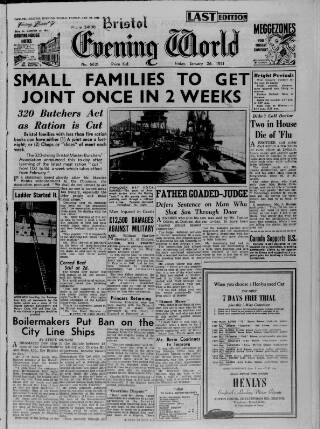 cover page of Bristol Evening World published on January 26, 1951