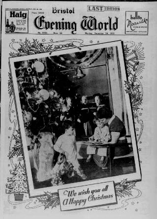 cover page of Bristol Evening World published on December 24, 1951