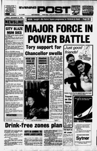 cover page of Nottingham Evening Post published on November 23, 1990