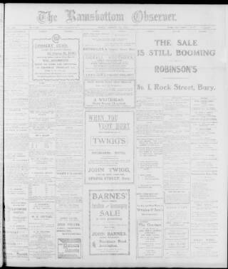 cover page of Ramsbottom Observer published on January 26, 1912