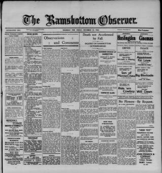 cover page of Ramsbottom Observer published on December 25, 1942