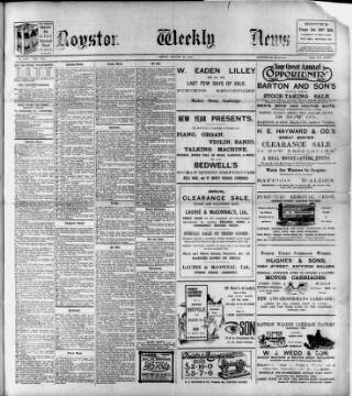 cover page of Royston Weekly News published on January 21, 1910