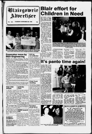 cover page of Blairgowrie Advertiser published on November 23, 1989