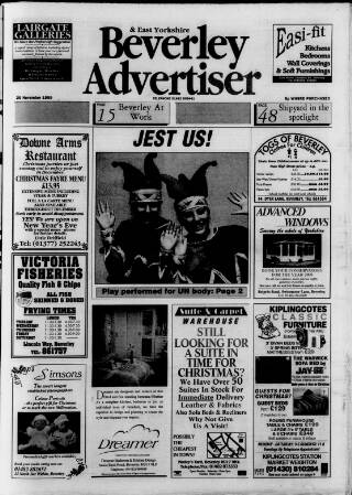 cover page of Beverley Advertiser published on November 26, 1999