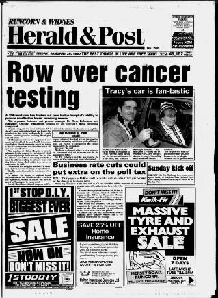 cover page of Runcorn & Widnes Herald & Post published on January 26, 1990