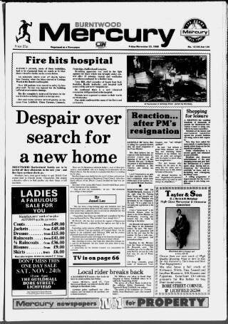 cover page of Burntwood Mercury published on November 23, 1990