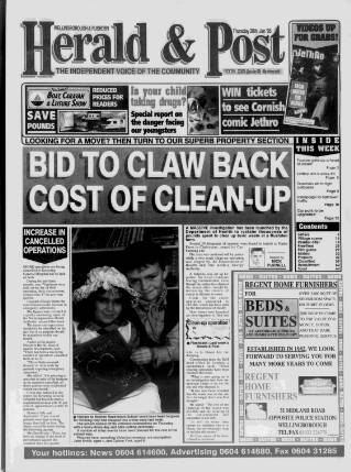 cover page of Wellingborough & Rushden Herald & Post published on January 26, 1995