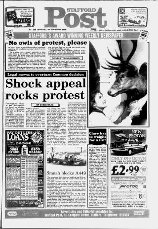 cover page of Stafford Post published on November 23, 1989