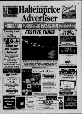 cover page of Haltemprice & East Yorkshire Advertiser published on December 31, 1998