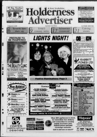 cover page of Holderness Advertiser published on December 2, 1999