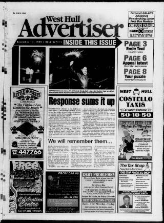 cover page of West Hull Advertiser published on November 10, 1999