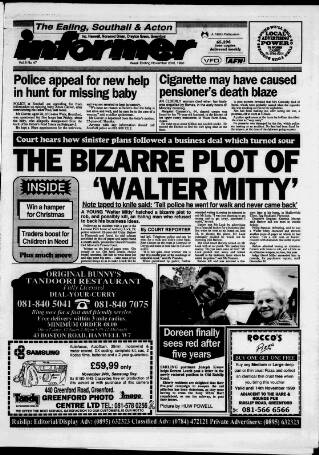 cover page of Ealing & Southall Informer published on November 23, 1990