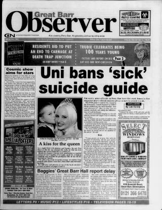 cover page of Great Barr Observer published on November 5, 1999