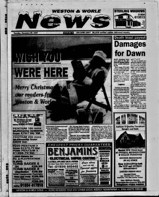 cover page of Weston & Worle News published on December 25, 1997