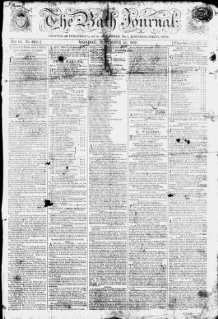 cover page of Bath Journal published on November 23, 1807