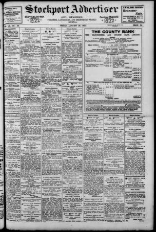 cover page of Stockport Advertiser and Guardian published on January 26, 1923