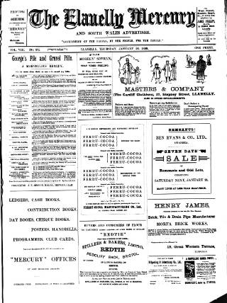 cover page of Llanelly Mercury published on January 26, 1899