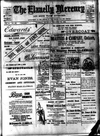 cover page of Llanelly Mercury published on December 25, 1902