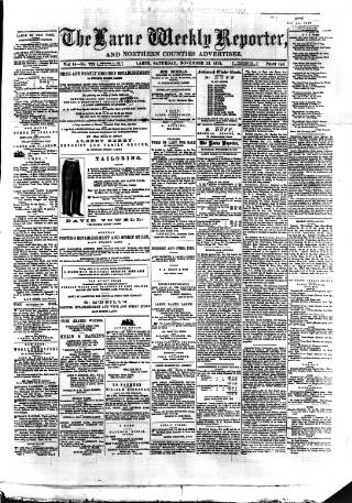 cover page of Larne Reporter and Northern Counties Advertiser published on November 23, 1878