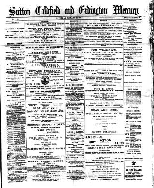 cover page of Sutton Coldfield and Erdington Mercury published on January 26, 1889