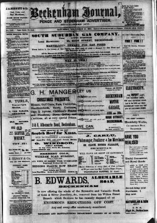 cover page of Beckenham Journal published on December 25, 1909