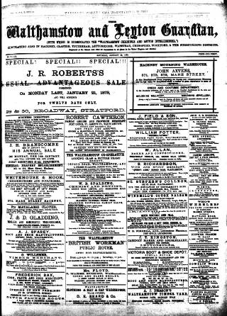 cover page of Walthamstow and Leyton Guardian published on January 26, 1878