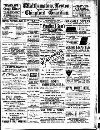 cover page of Walthamstow and Leyton Guardian published on December 25, 1896