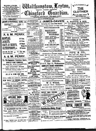 cover page of Walthamstow and Leyton Guardian published on November 23, 1900