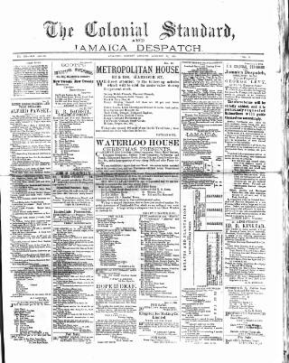 cover page of Colonial Standard and Jamaica Despatch published on January 26, 1885