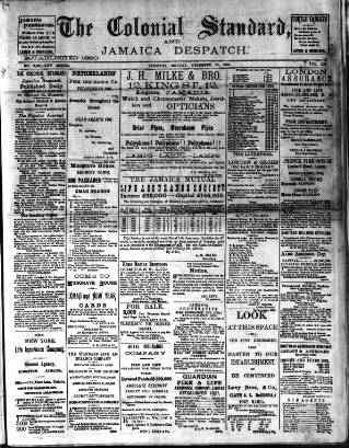 cover page of Colonial Standard and Jamaica Despatch published on December 31, 1894