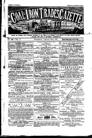 cover page of Midland & Northern Coal & Iron Trades Gazette published on January 26, 1881