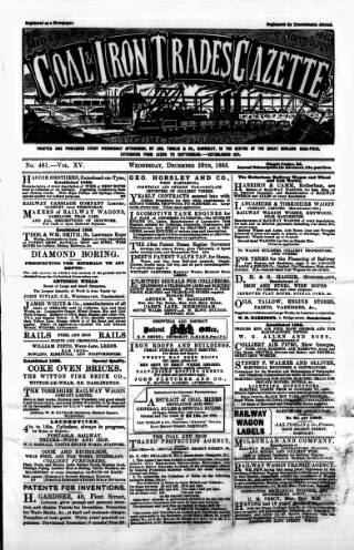 cover page of Midland & Northern Coal & Iron Trades Gazette published on December 26, 1883