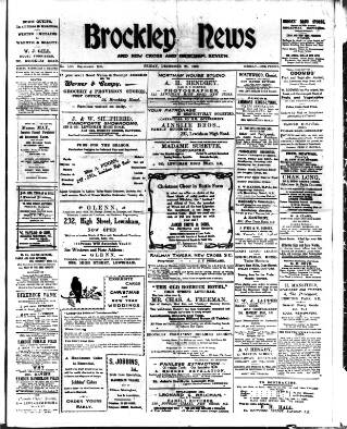 cover page of Brockley News published on December 25, 1908