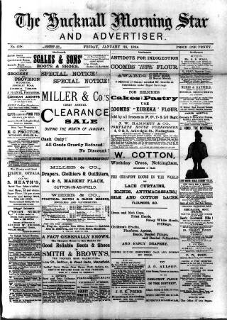 cover page of Hucknall Morning Star and Advertiser published on January 26, 1894