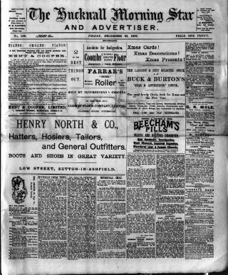 cover page of Hucknall Morning Star and Advertiser published on December 25, 1896