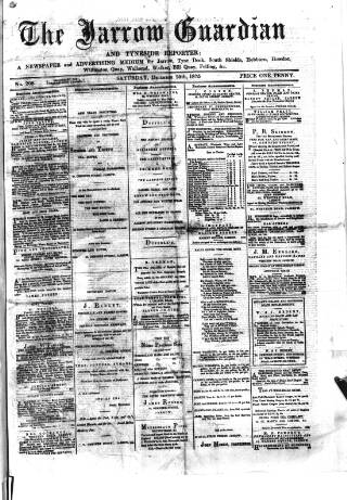 cover page of Jarrow Guardian and Tyneside Reporter published on December 25, 1875