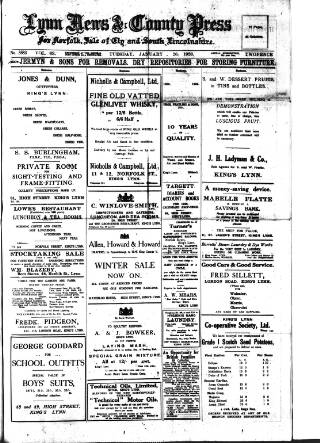 cover page of Lynn News & County Press published on January 26, 1926