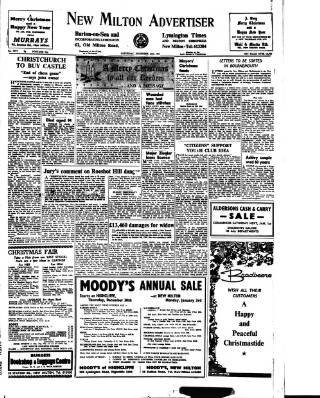 cover page of New Milton Advertiser published on December 25, 1971