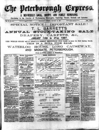 cover page of Peterborough Express published on January 26, 1887