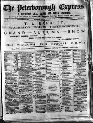 cover page of Peterborough Express published on November 23, 1887