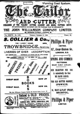 cover page of Tailor & Cutter published on December 25, 1902