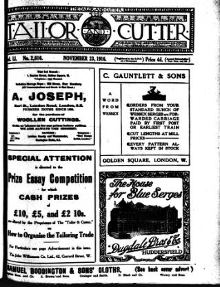 cover page of Tailor & Cutter published on November 23, 1916