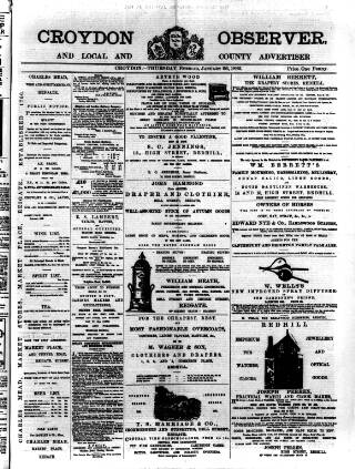 cover page of Croydon Observer published on January 26, 1882