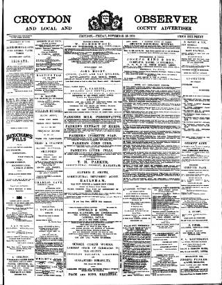 cover page of Croydon Observer published on November 23, 1900