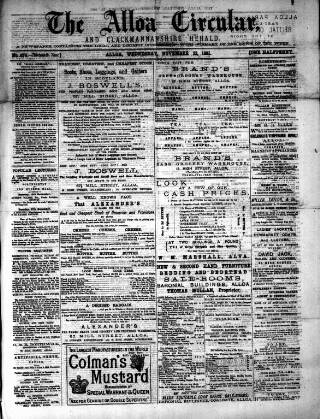 cover page of Alloa Circular published on November 23, 1881