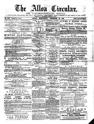 cover page of Alloa Circular published on December 25, 1889