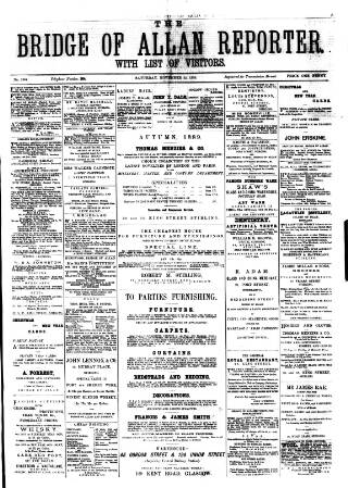 cover page of Bridge of Allan Reporter published on November 23, 1889