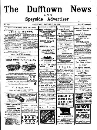 cover page of Dufftown News and Speyside Advertiser published on January 26, 1901